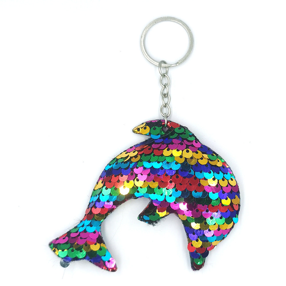 Wholesale Reflective Bright Surface Animal Plant PET Glitter Fashion Bag DIY Keychains